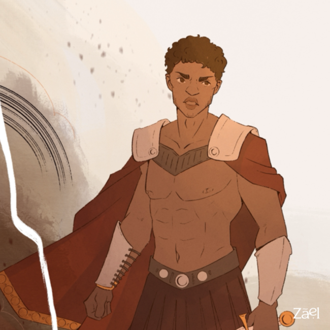 Illustration du personnage Damianos de la trilogie du Prince captif de C. S. Pacat