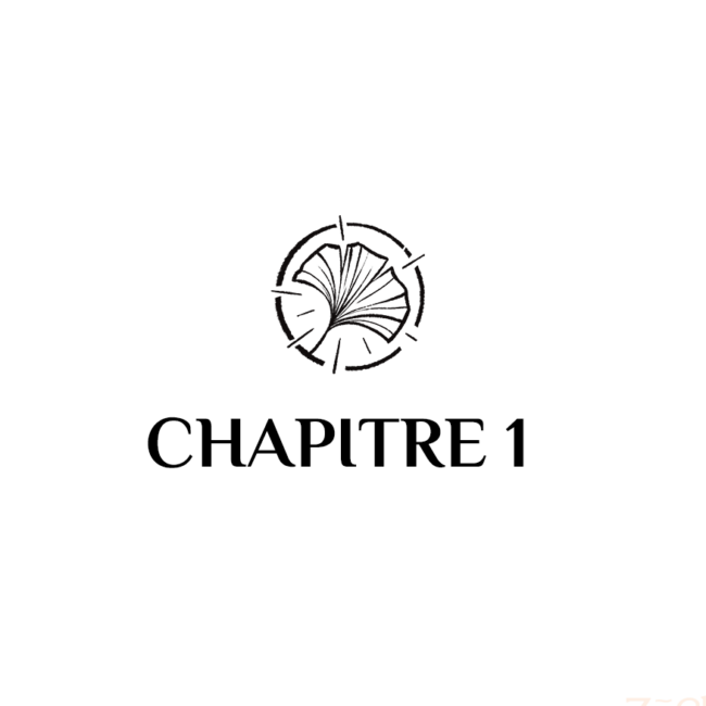 Ornement de chapitre composé d'une feuille de ginko entourée d'un cercle